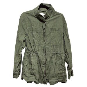 Old Navy Solid Army Green Long Sleeve Utility Jacket Size Large